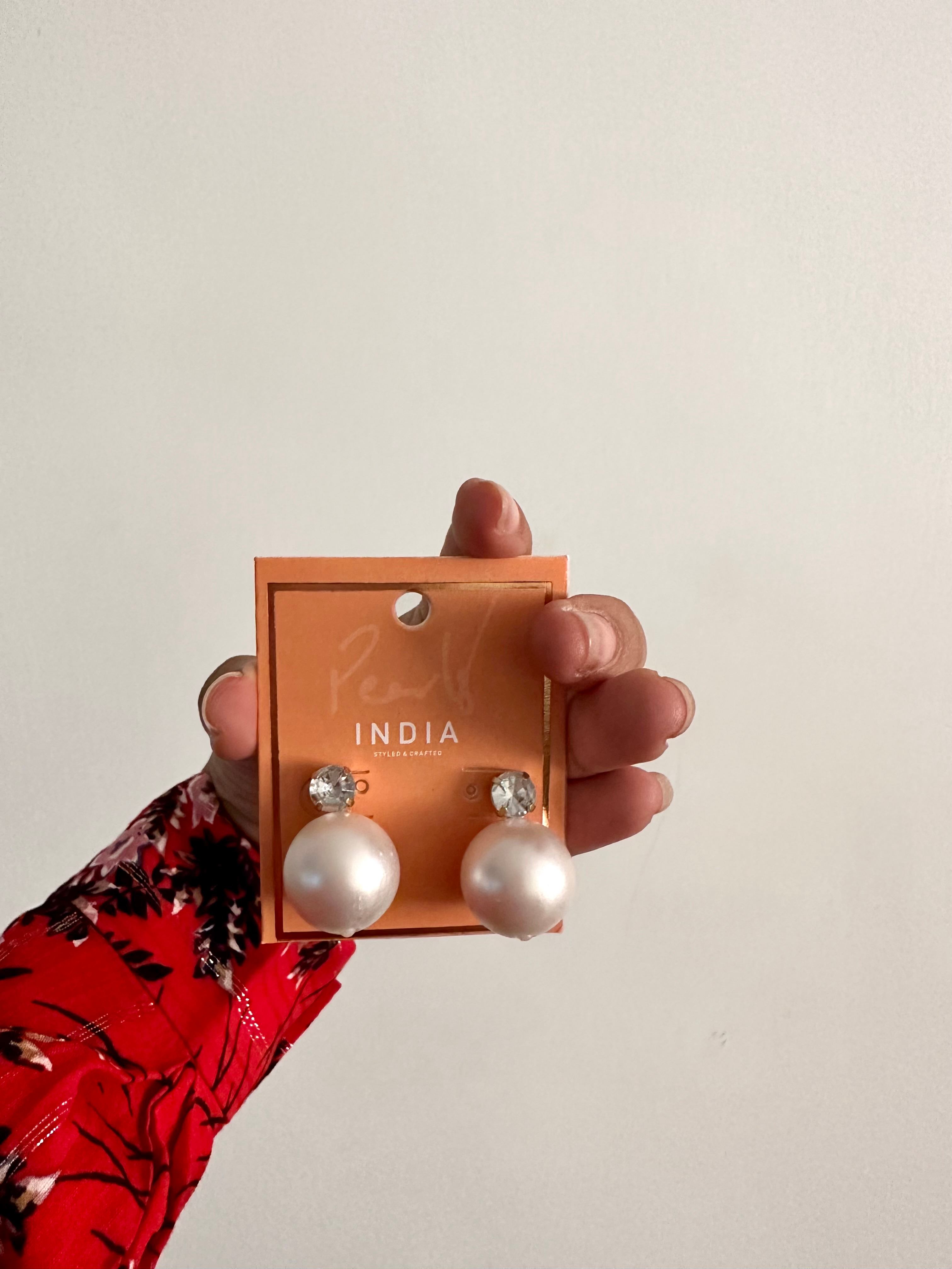 Fat Pearl With Crystal Tops- 20 mm