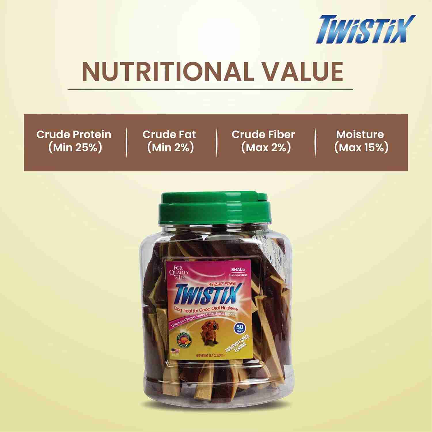 Twistix Canister Pumpkin Spice, Dog Treats, 50 Sticks