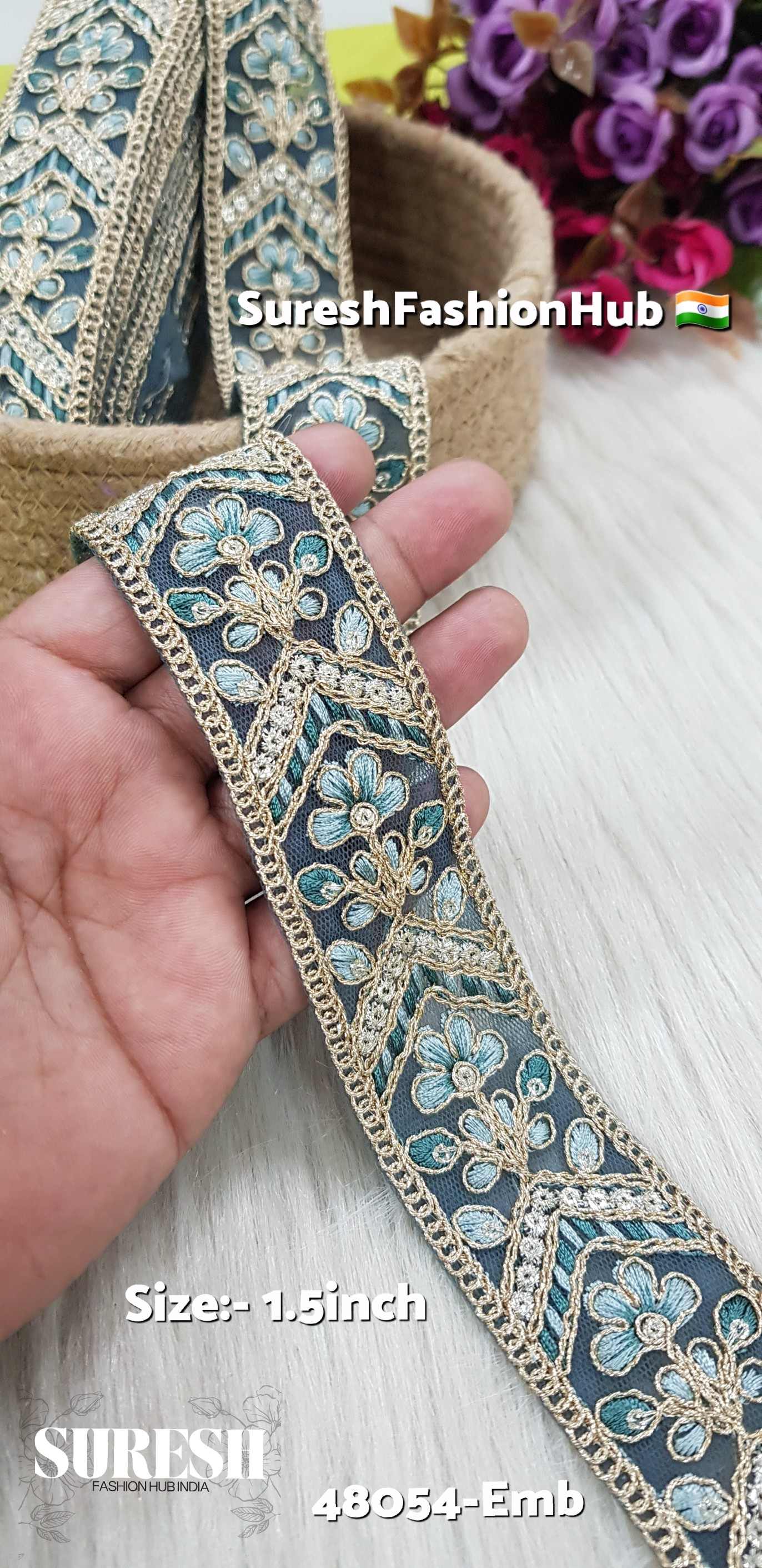 Green Floral Embroidery Lace – 48054-Emb