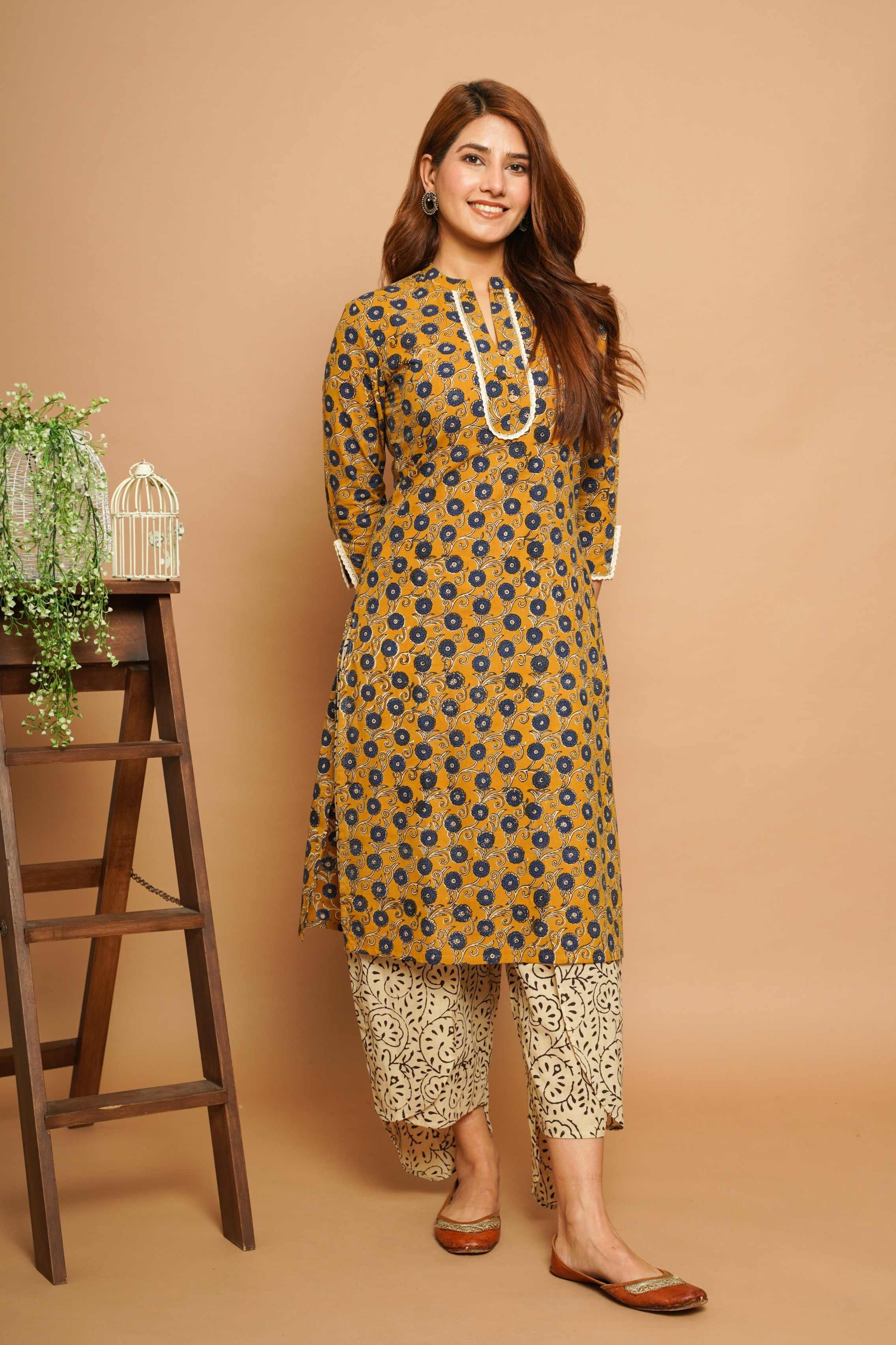 100% COTTON BLOCK PRINTED DUPATTA KURTA SET