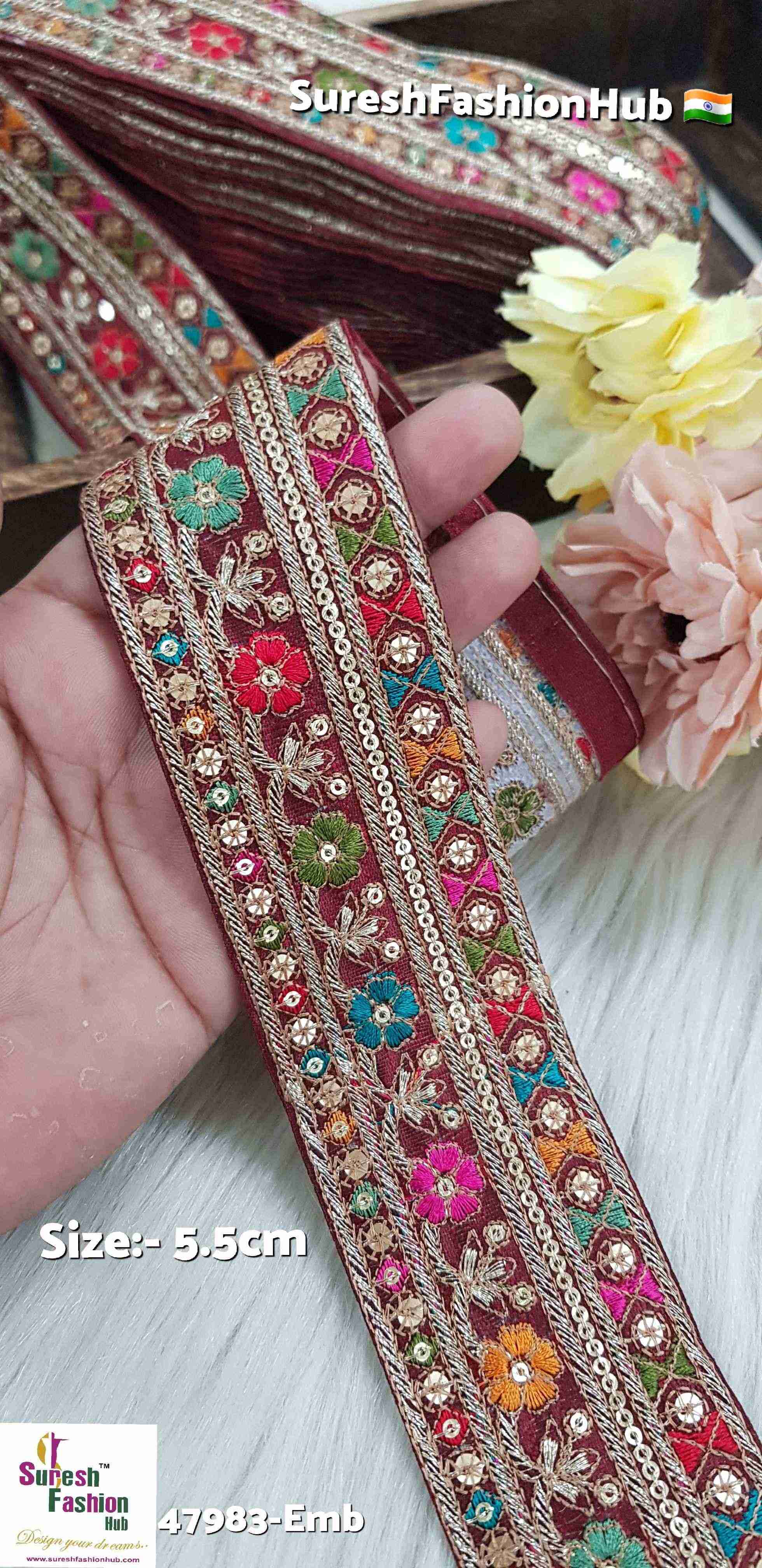 Maroon Sabyasachi Inspired Floral Embroidery Lace
