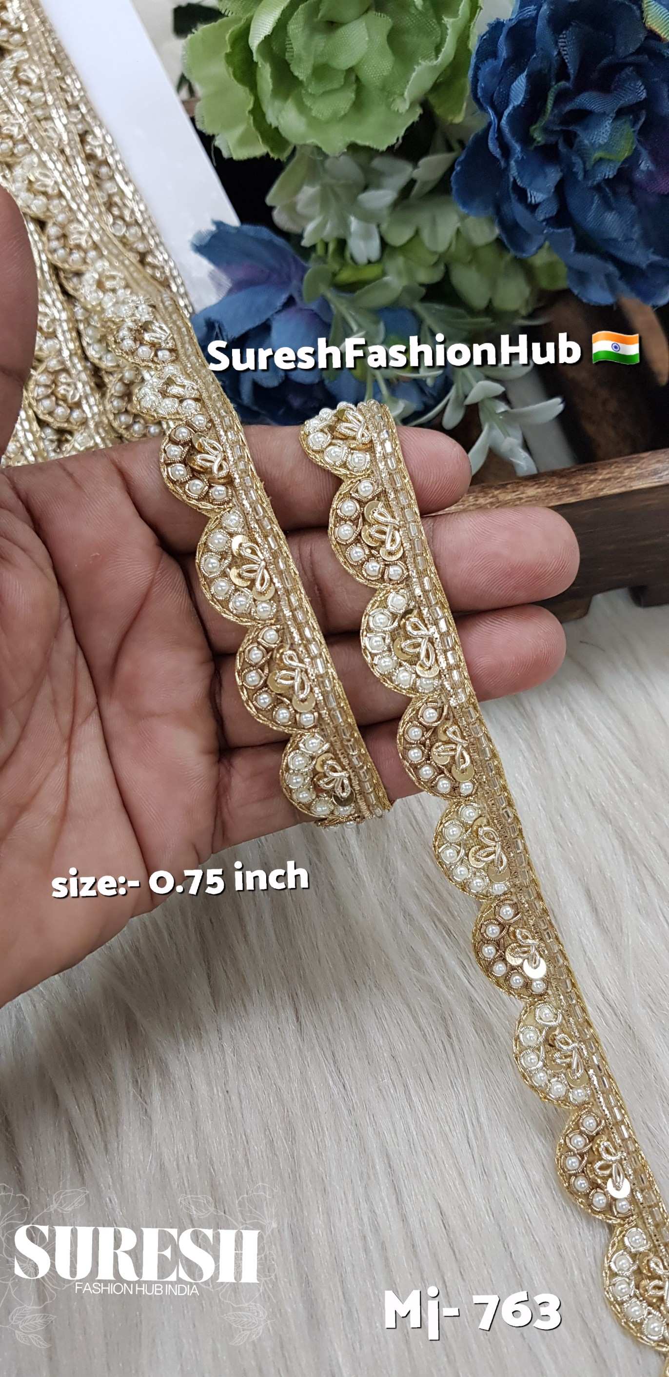 Scallop Elegance Zardosi Lace