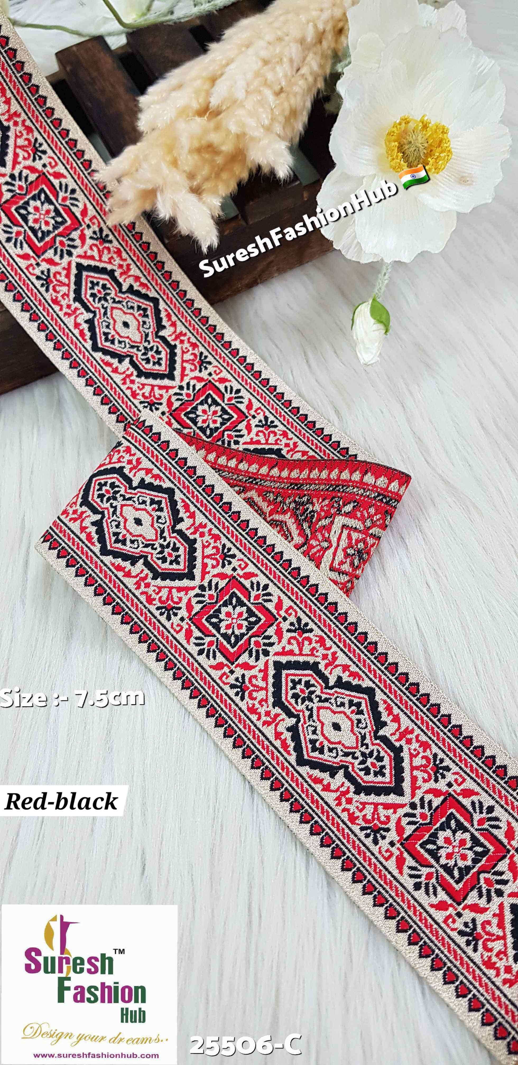 Certainly! Here are some ALT text suggestions that incorporate a variety of keywords to help improve your visibility on Google: 1. "Navratri Banarasi Laces - Traditional Indian Festive Laces" 2. "Golden Silver Banarasi Lace - Elegant Metallic Trims for Garments" 3. "Cutwork Banarasi Laces - Intricate Openwork Designs"