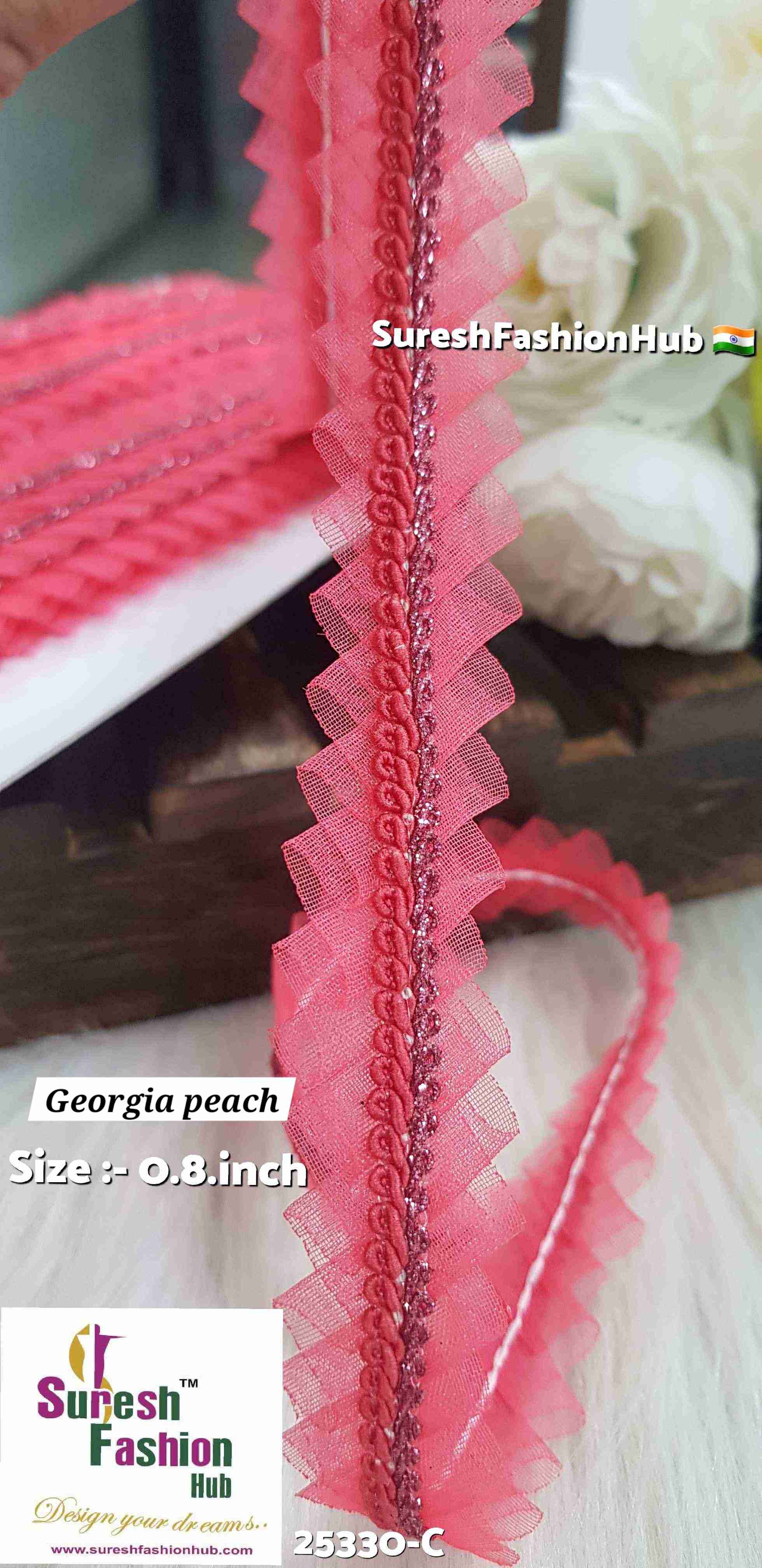 Georgia Peach Jhalar Organza Lace