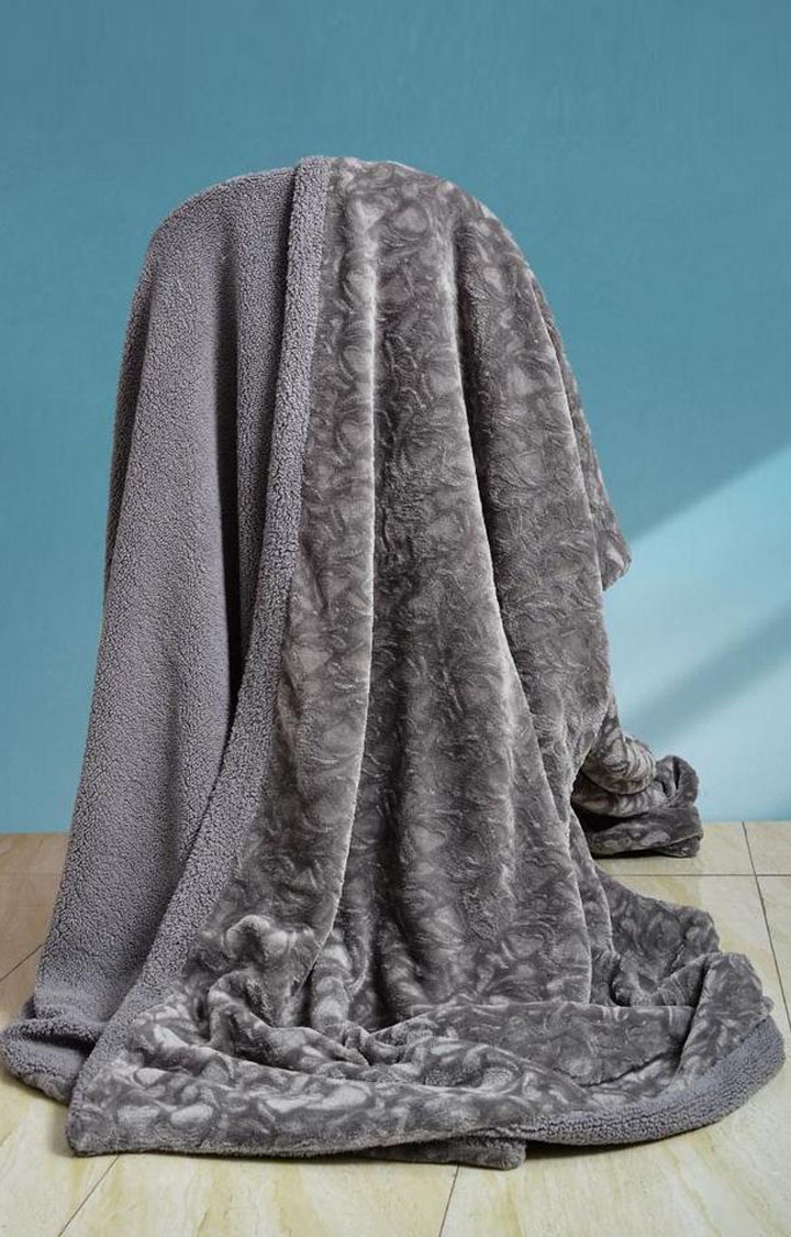 Sita Fabrics | Sita Fabrics Premium Ultra Plus Collection Soft & Cozy Fleece Blanket for Double Bed | Grey | 90x108 0