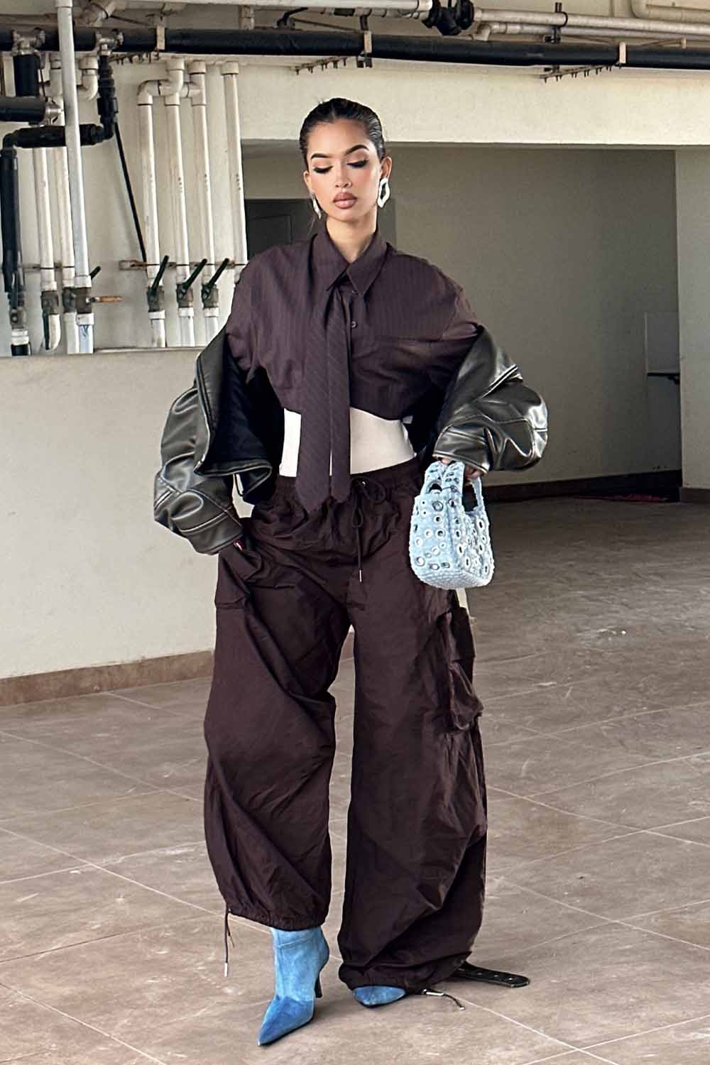 Women's Brown Tactical Parachute Pants