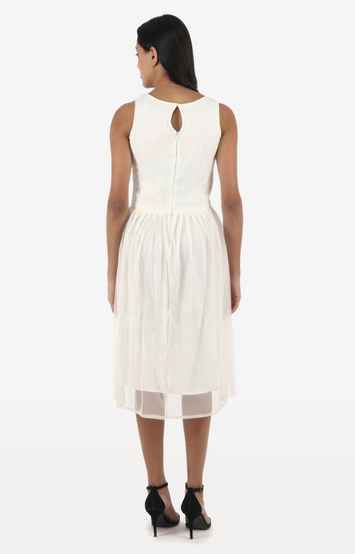 DIWAAH | Diwaah Off White Embellished Fit And Flare Dress 3
