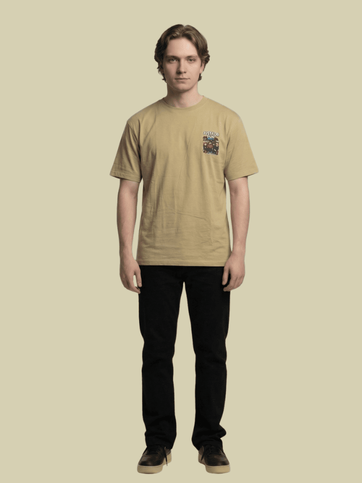 Albion Men’s Premium Khaki Graphic Print Casual T-Shirt