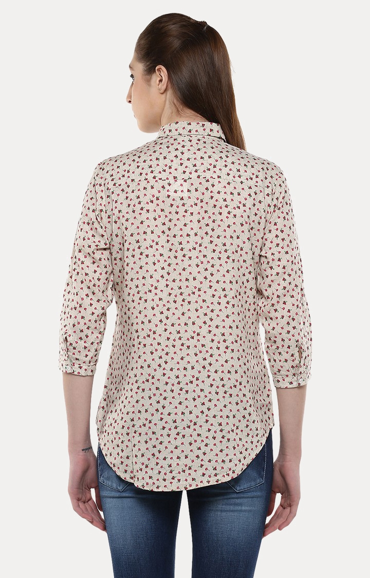 Crimsoune Club | Beige and Red Printed Casual Shirt 3