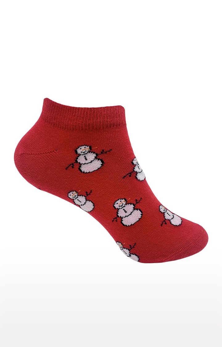 Mint & Oak | Mint & Oak Ms Frosty Red Ankle Length Socks for Women 0