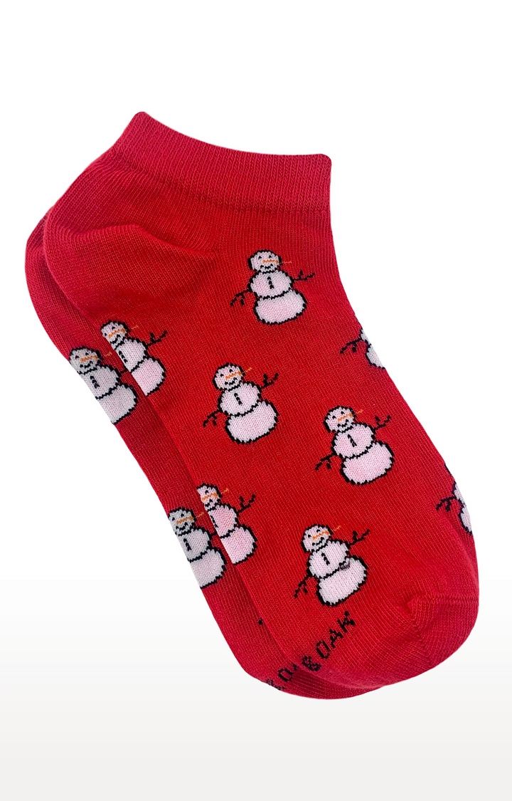Mint & Oak | Mint & Oak Ms Frosty Red Ankle Length Socks for Women 2