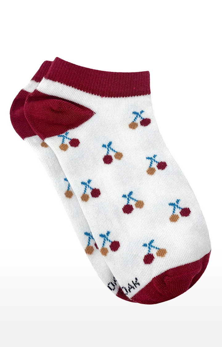Mint & Oak | Mint & Oak Feelin’ Cherry-fic White Ankle Length Socks for Women 2