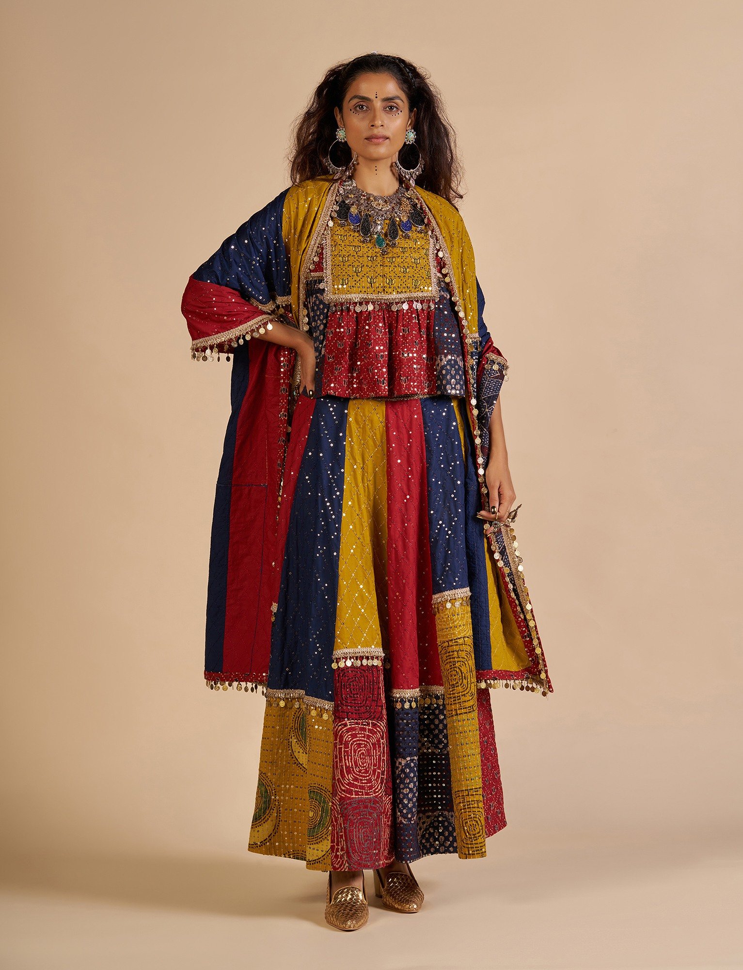 Ajrakh Embroidered Dupatta