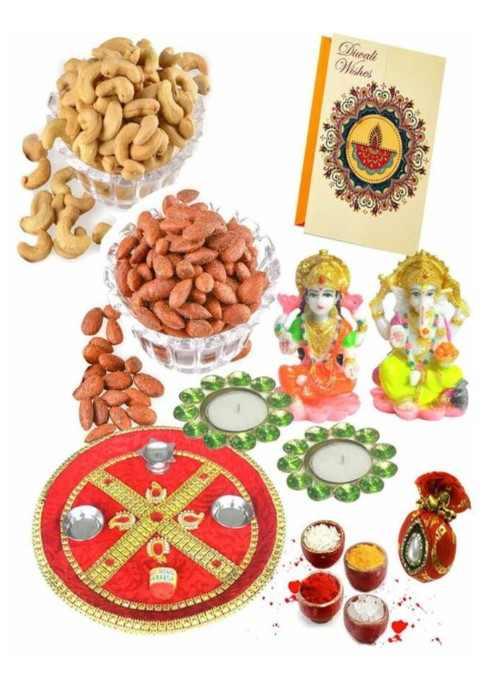 Diwali Puja thali with dryfruits (Bikanervala, Delhi)