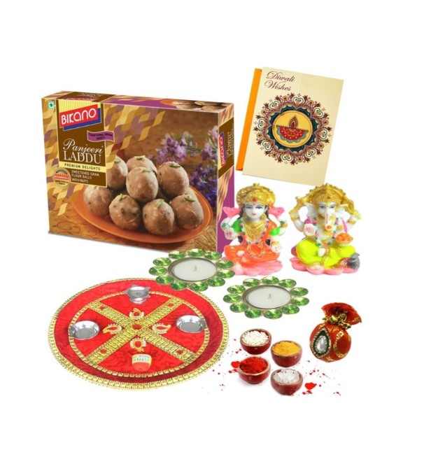Diwali Puja thali with Panjeeri laddoo (Bikano, Punjabi Bagh)