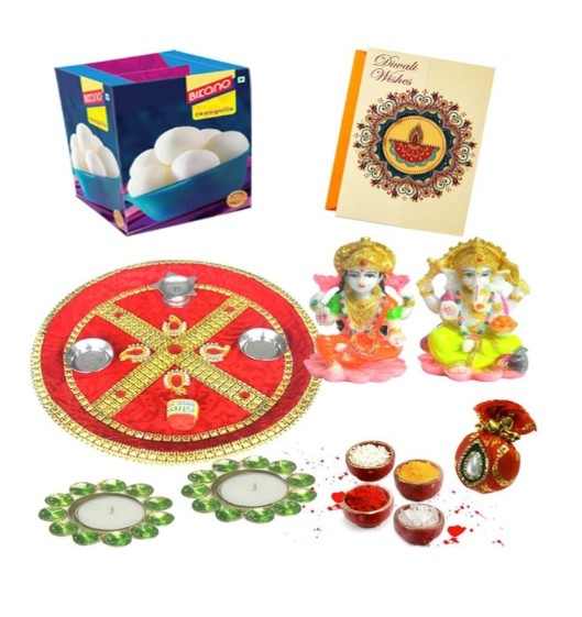 Diwali Puja thali with Rasgulla (Bikano, Punjabi Bagh)