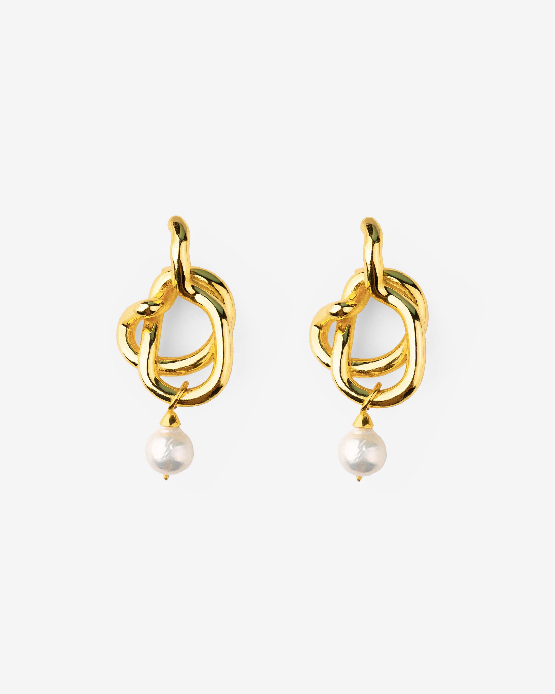 Freeform Pearl Drop Knot Earrings