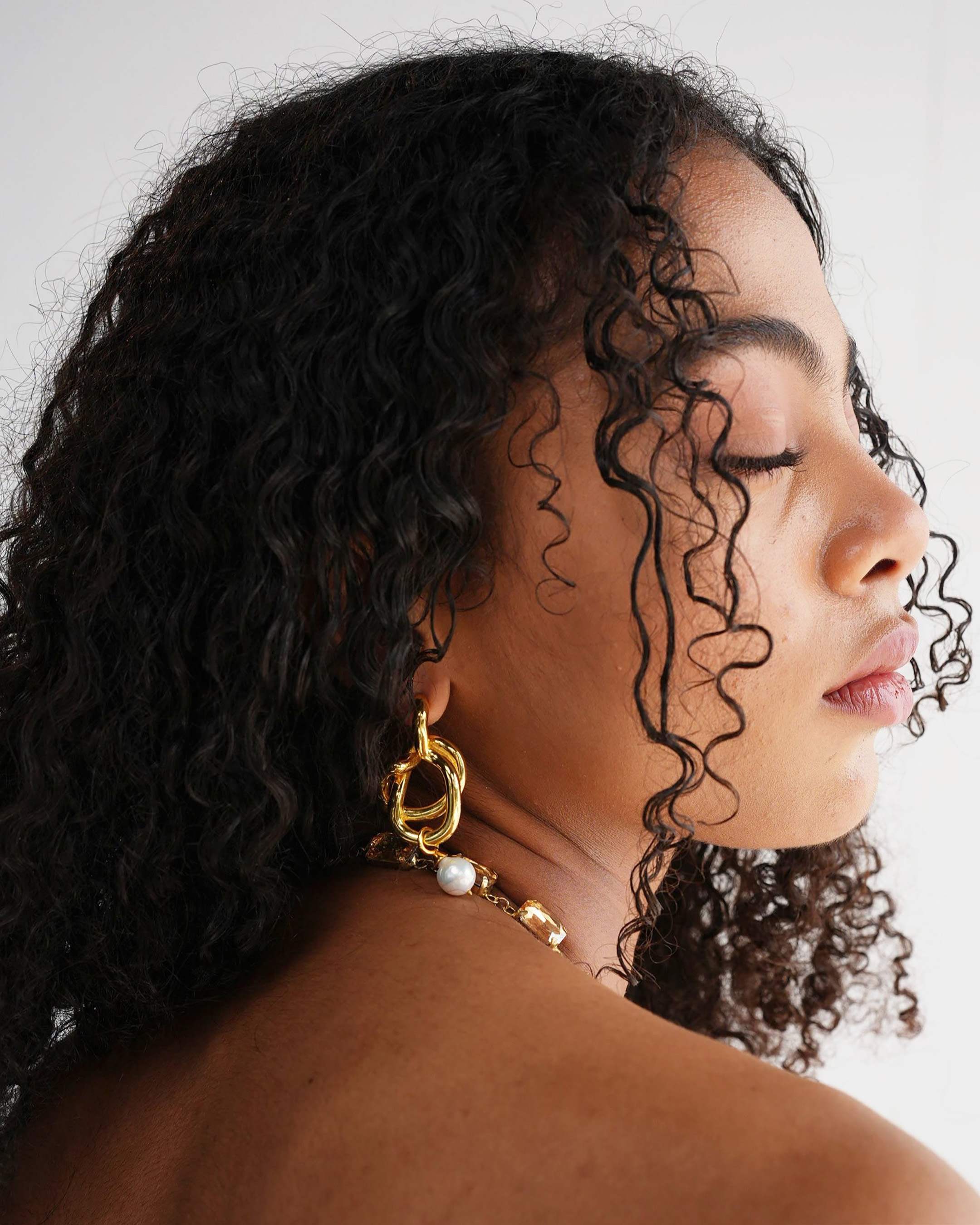 Freeform Pearl Drop Knot Earrings