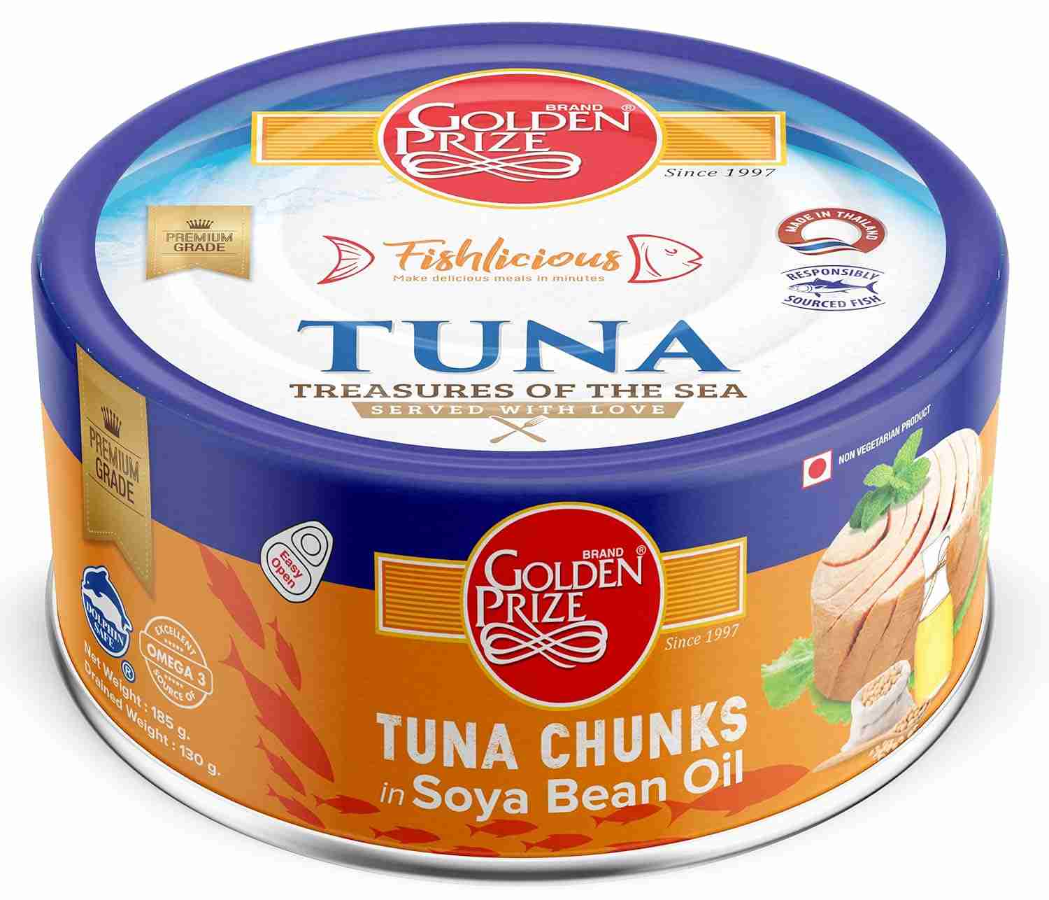 Tuna Chunks In Soya Bean Oil ( Golden Prize, Thailand )