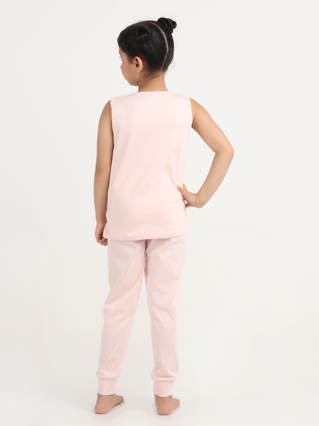 Girls 2 piece chest printed co-ord set- Rose Pink