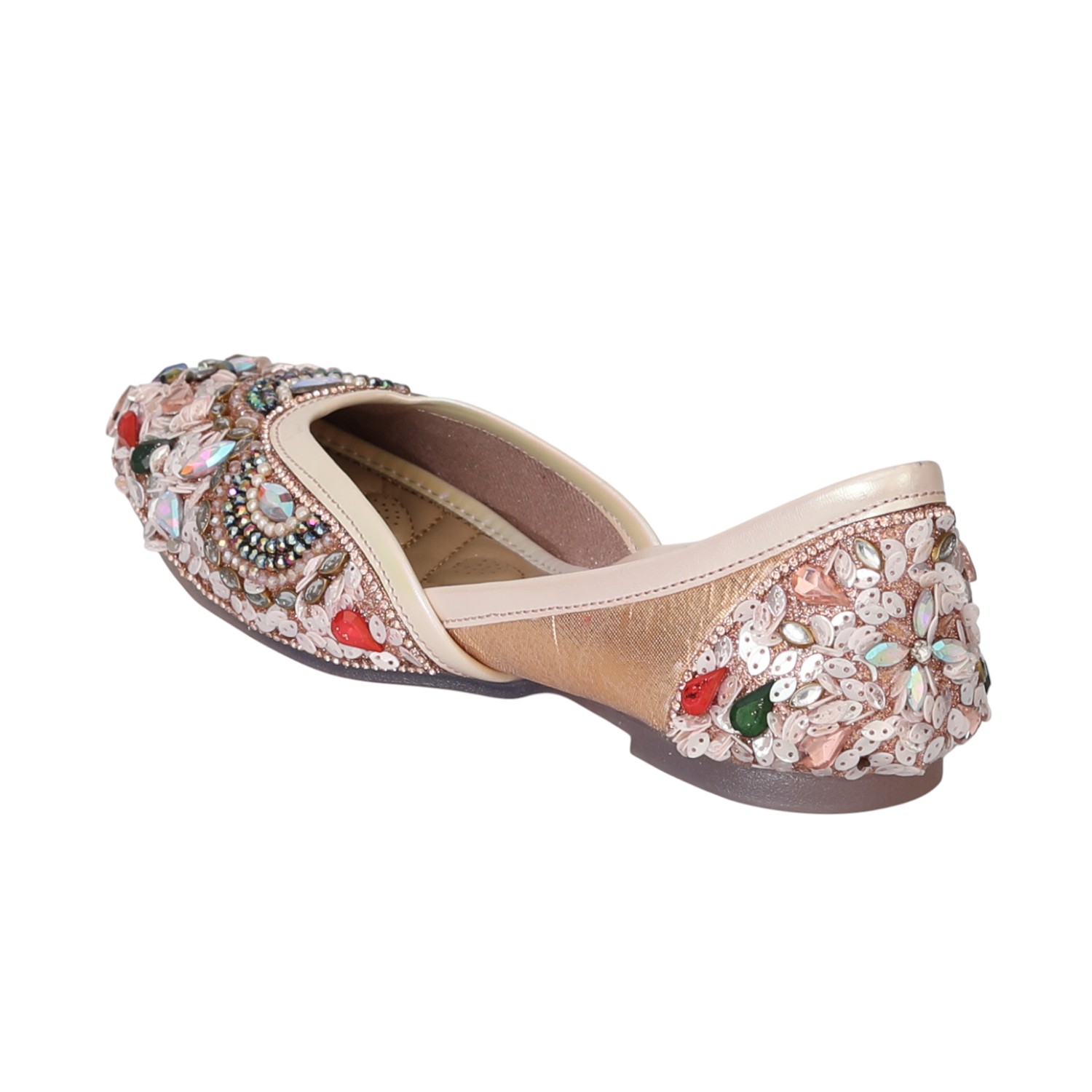 Blush Gold Floral Embroidered Jutti