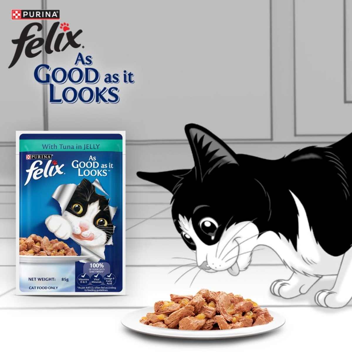Purina Felix Tuna in Jelly Adult Wet Cat Food - 85gm