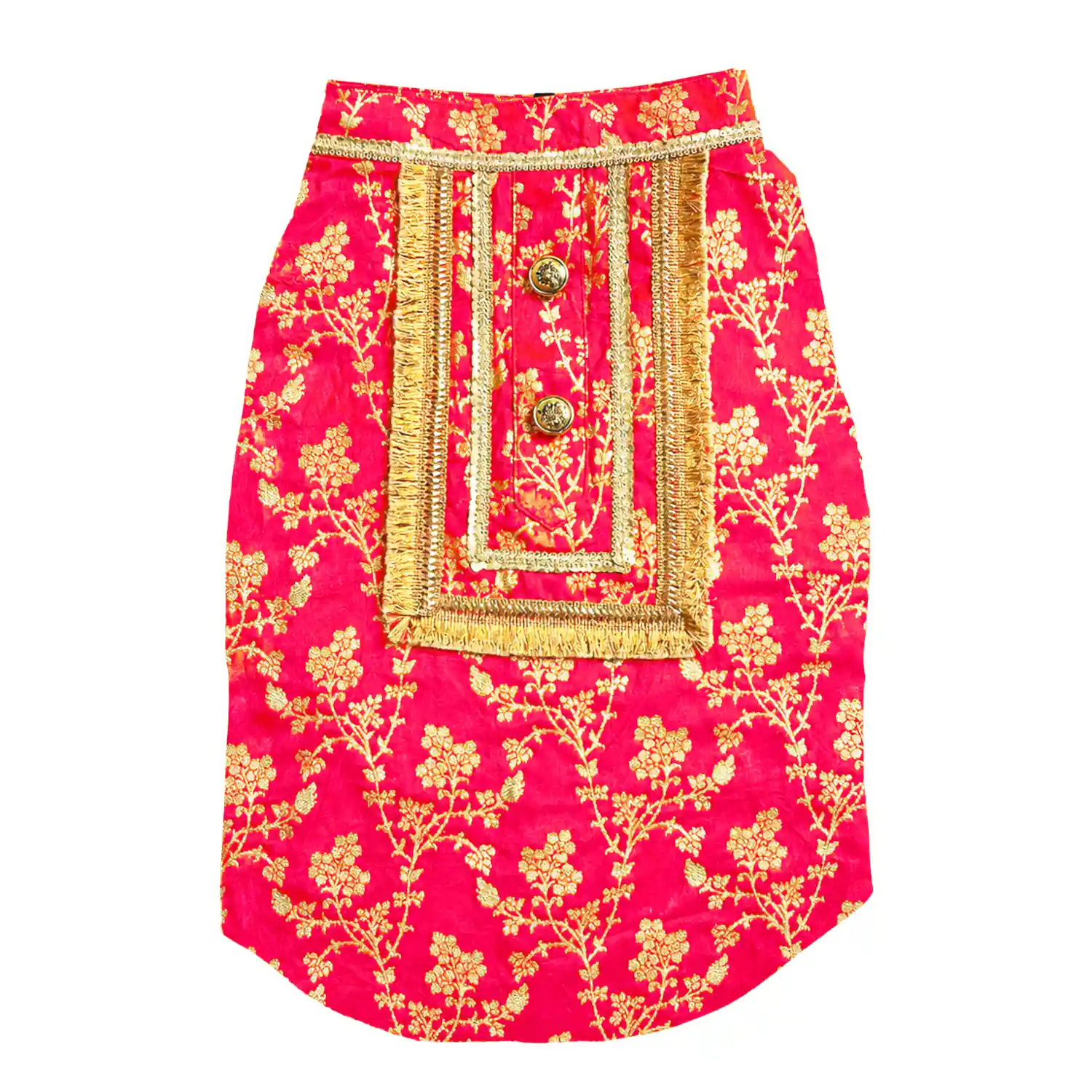 Pawsindia Traditional Royal Zari Kurta for Cats - Pink
