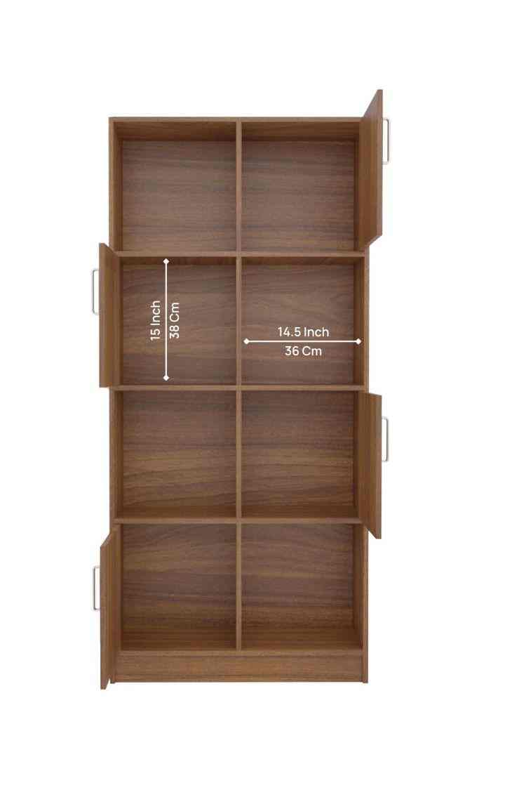 NEUDOT Funny Engineered Wood Semi-Open Book Shelf (Finish Color - Teak, Knock Down)