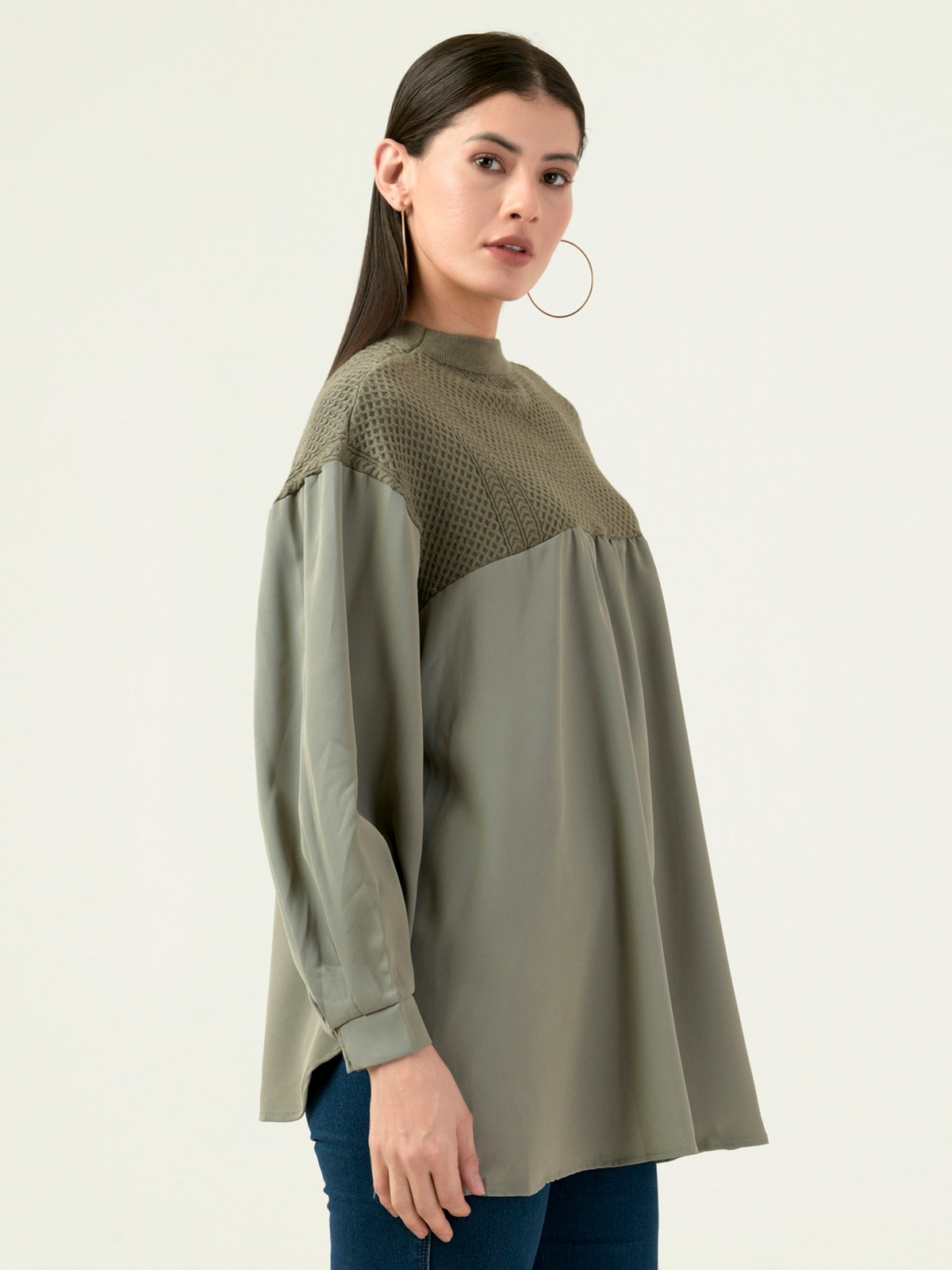 Albion Women Smart Premium Green Blouson Top
