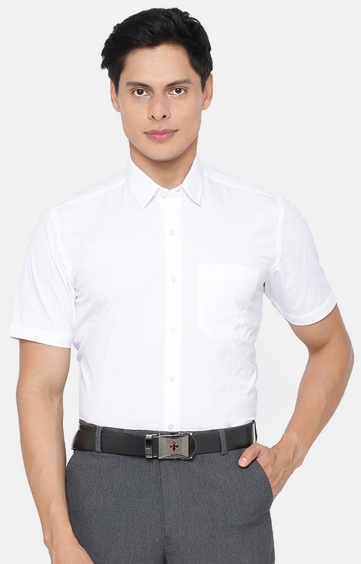 White Solid Formal Shirts