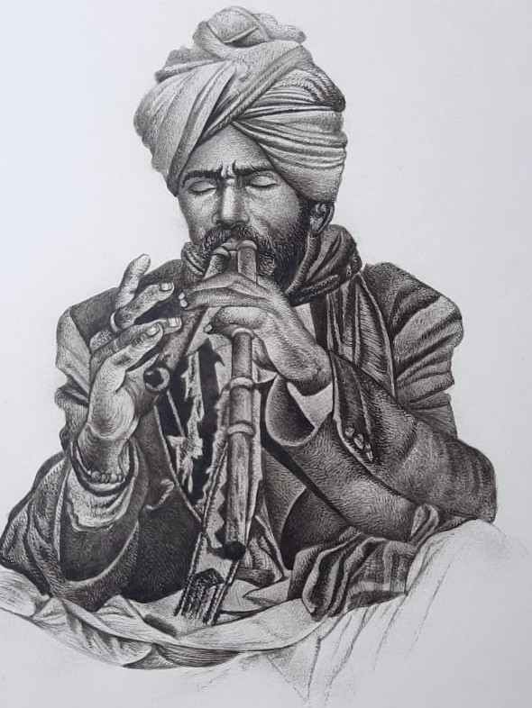 Musician Miniature Painting