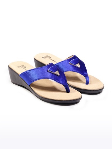 Women's Blue Solid Wedges