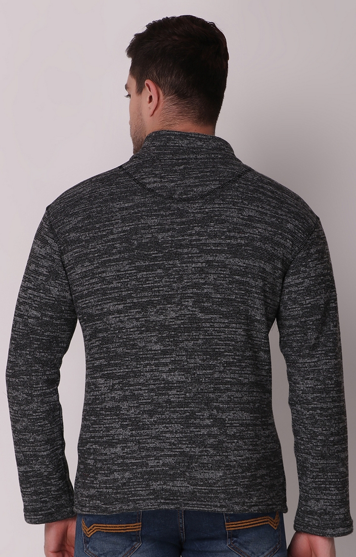 Fitinc | Men's Black Wool Melange  Front Open Jackets 3