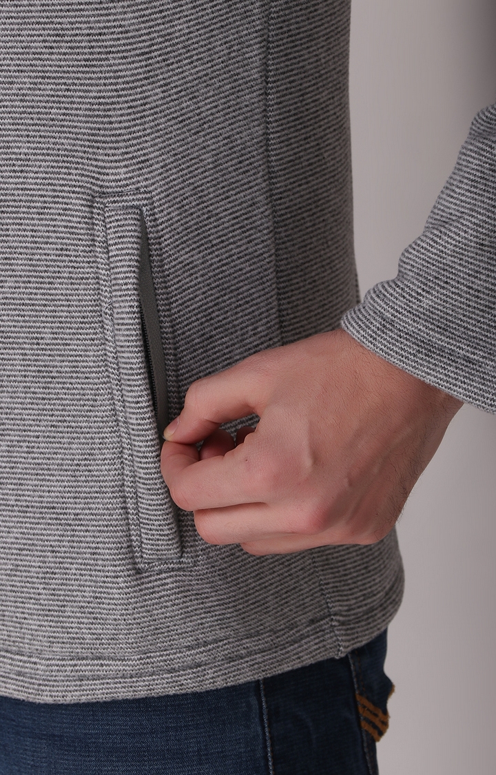 Fitinc | Men's Light Grey Wool Melange Textured Front Open Jackets 5