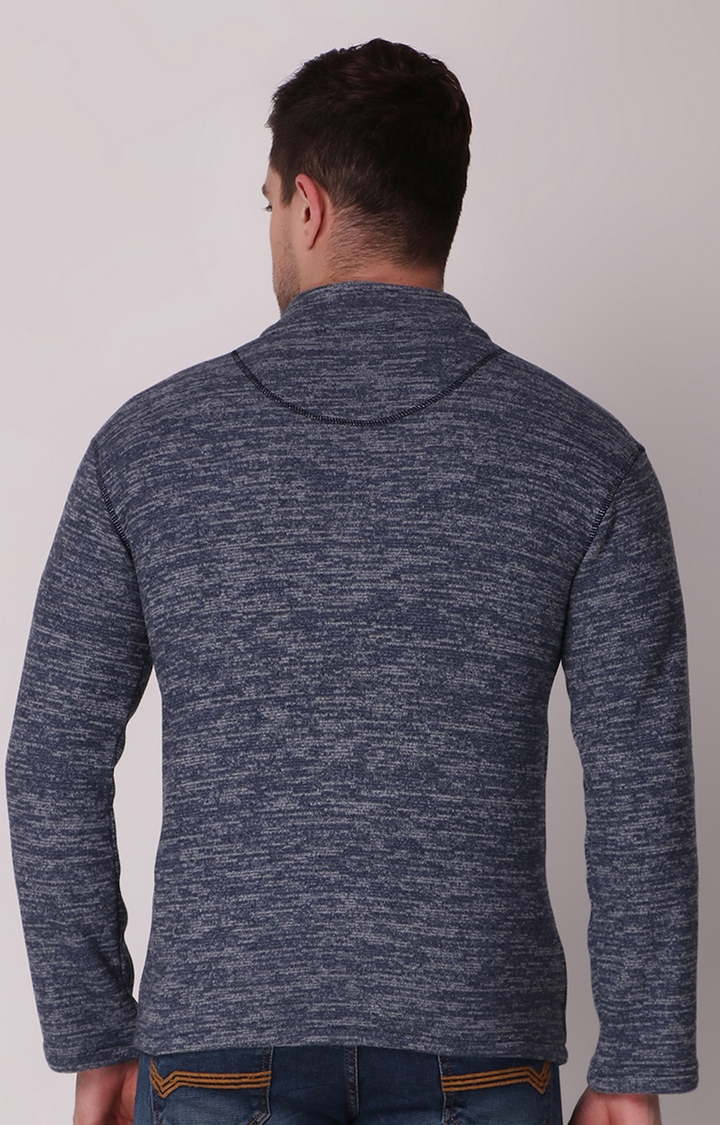 Fitinc | Men's Navy Blue Wool Melange  Front Open Jackets 3
