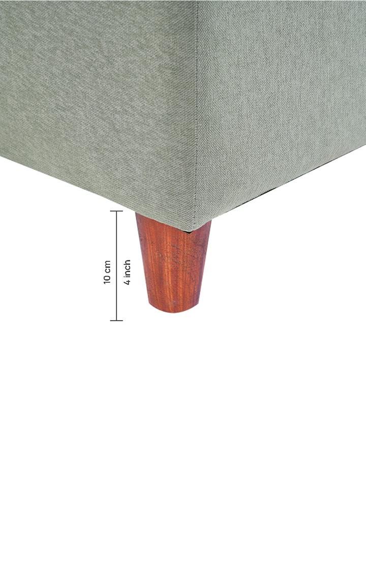 neudot Hailey Fabric Ottoman | Entry Way Stool | Wooden Legs | Misty Green Colour
