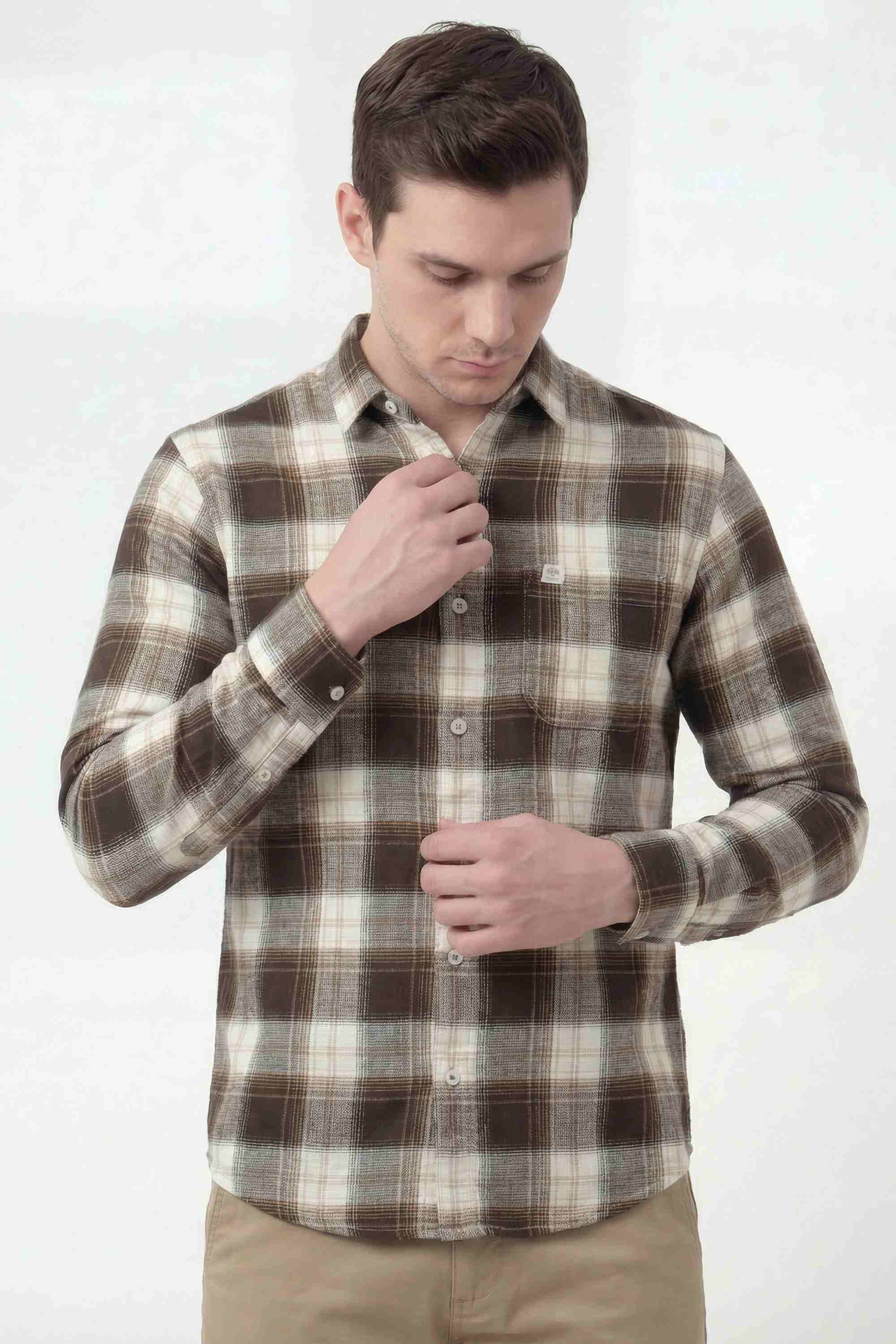 ALBION NEW CASUAL BROWN SHIRT
