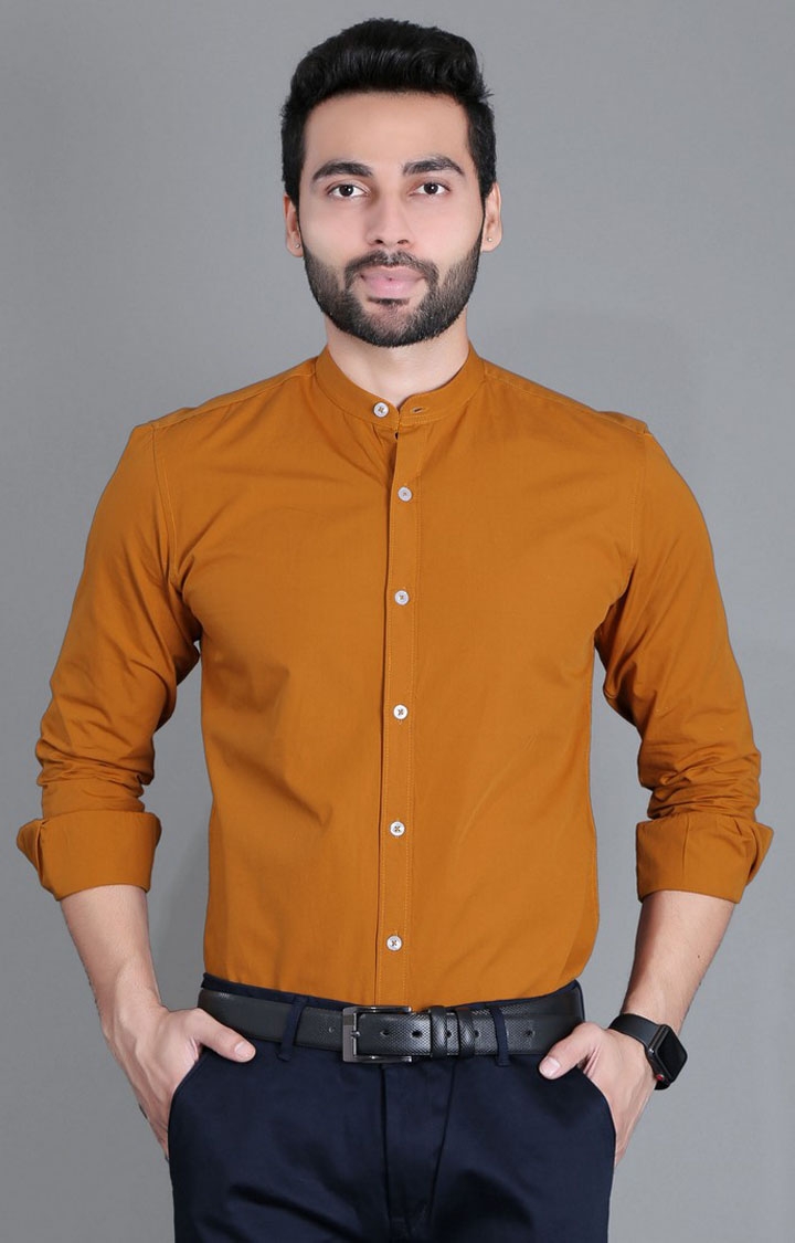 5th Anfold | Men's Orange Cotton Solid Formal Shirt 0