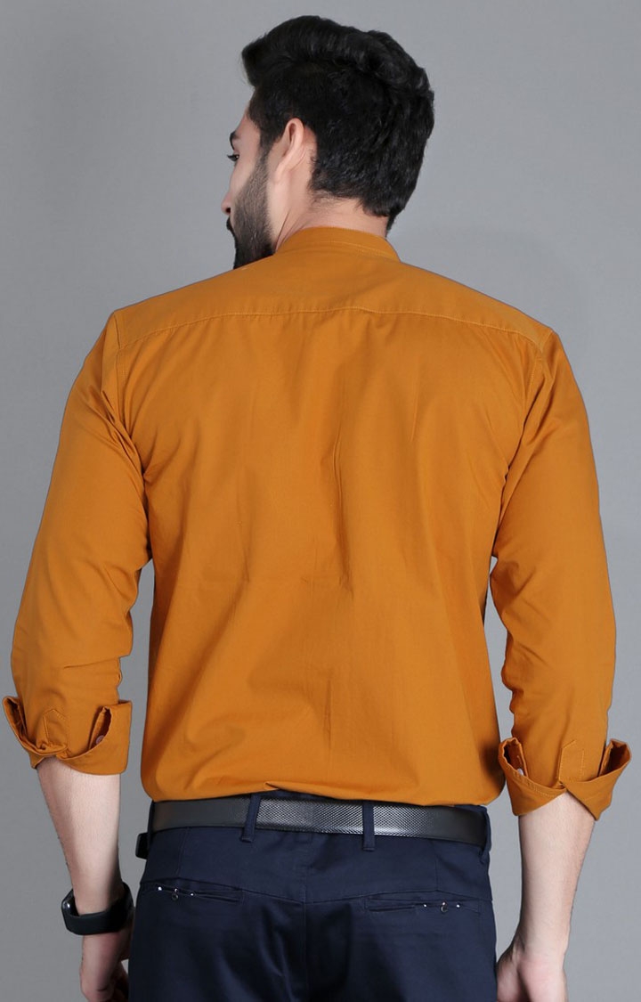 5th Anfold | Men's Orange Cotton Solid Formal Shirt 1