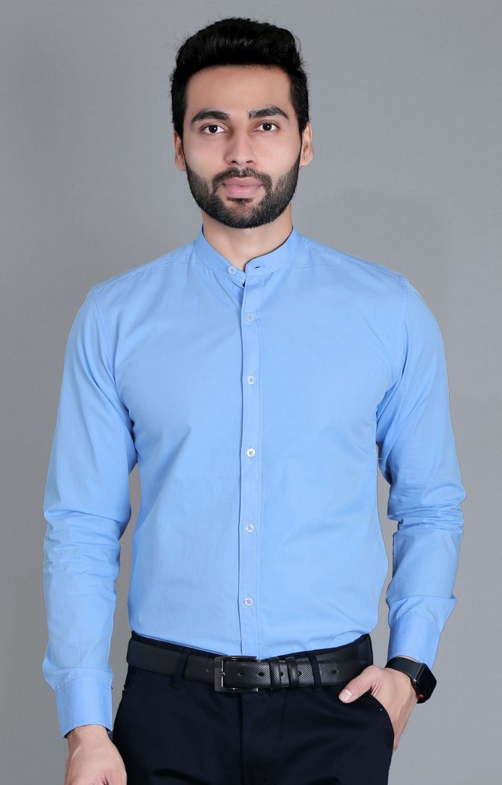 5th Anfold | Men's Blue Cotton Solid Formal Shirt 0