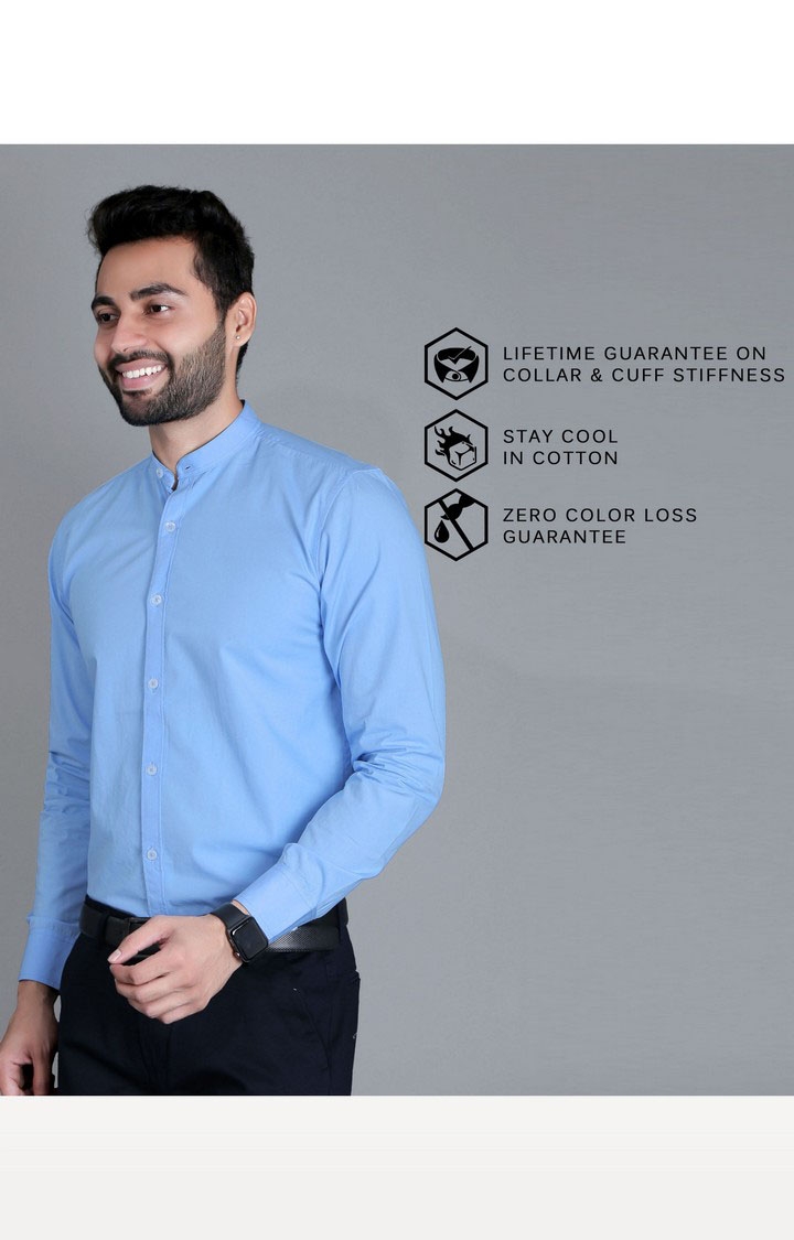 5th Anfold | Men's Blue Cotton Solid Formal Shirt 2