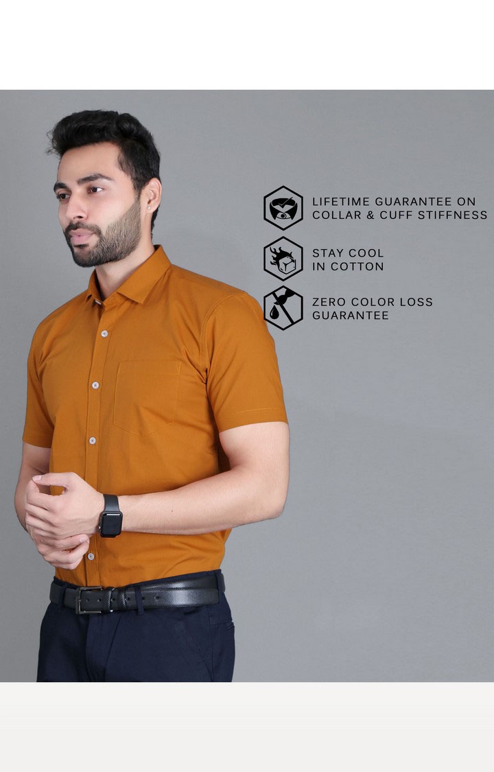 5th Anfold | Men's Orange Cotton Solid Formal Shirt 2