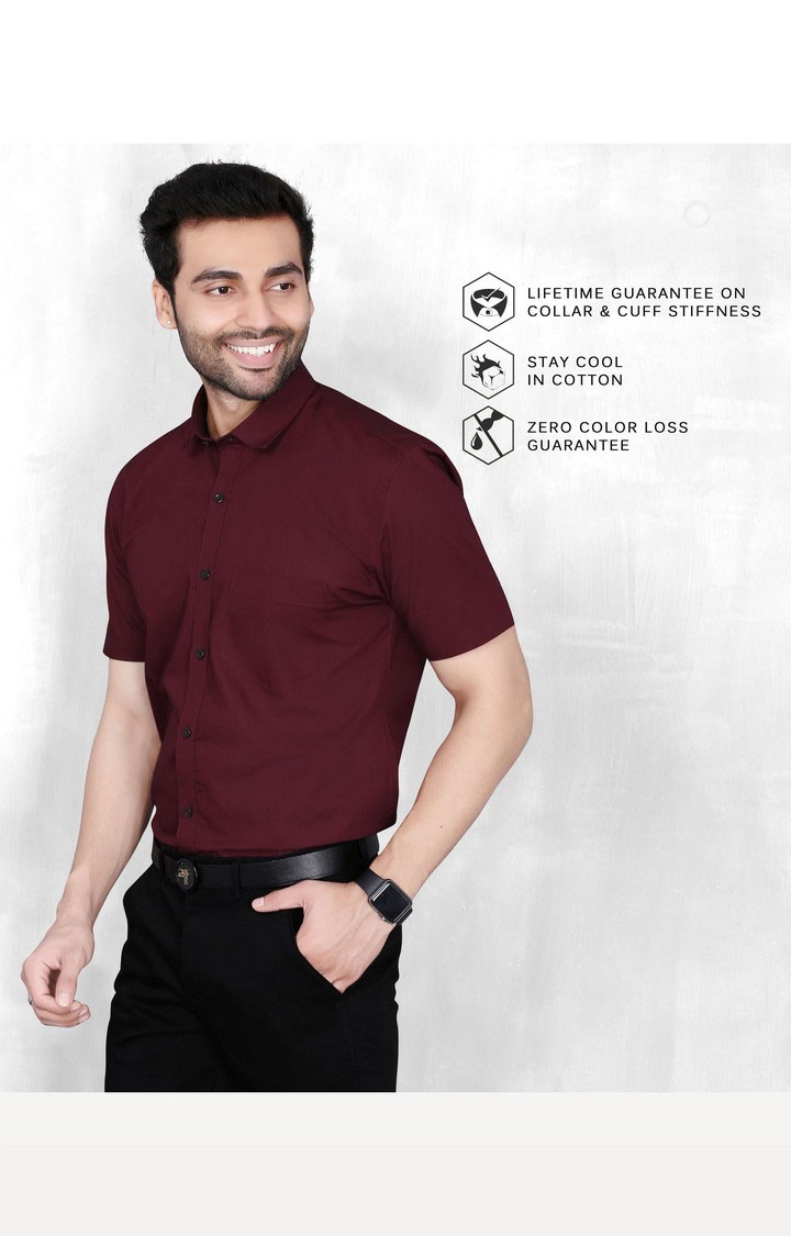 5th Anfold | Men's Maroon Cotton Solid Formal Shirt 3