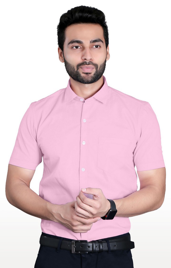 5th Anfold | Men's Pink Cotton Solid Formal Shirt 2