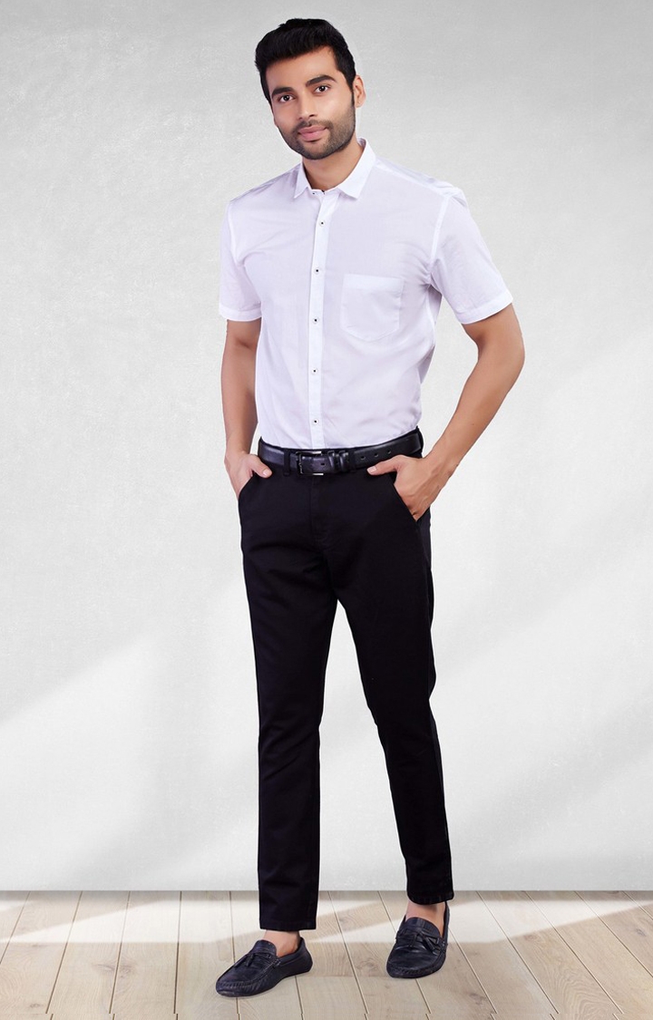 5th Anfold | Men's White Cotton Solid Formal Shirt 1