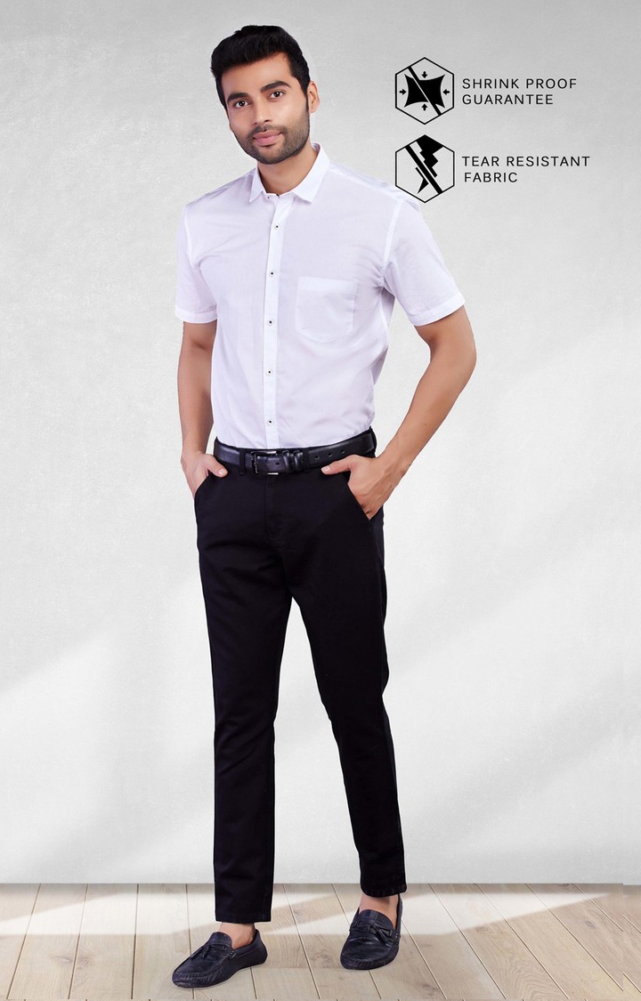 5th Anfold | Men's White Cotton Solid Formal Shirt 3
