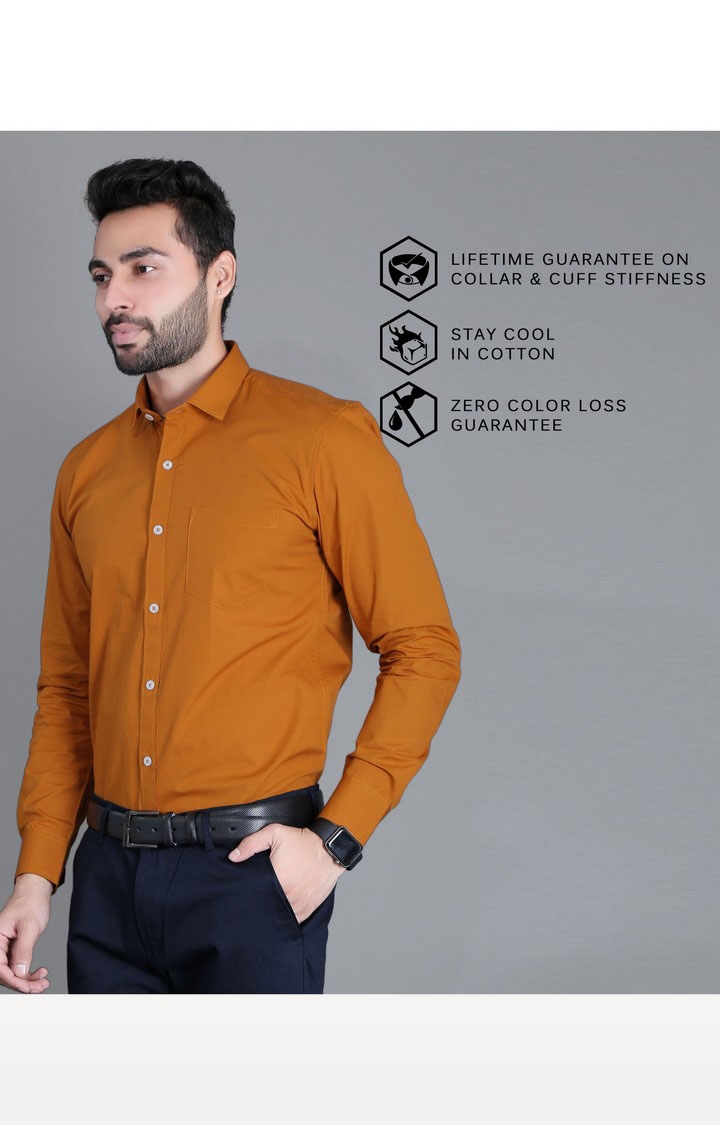 5th Anfold | Men's Orange Cotton Solid Formal Shirt 2