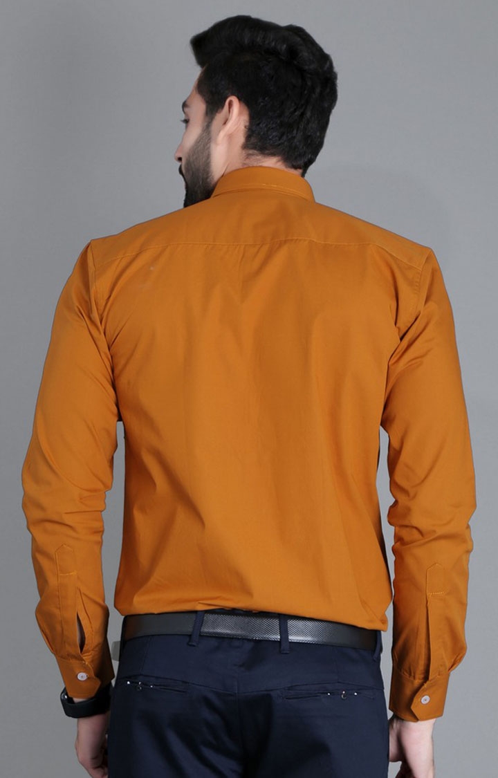 5th Anfold | Men's Orange Cotton Solid Formal Shirt 1