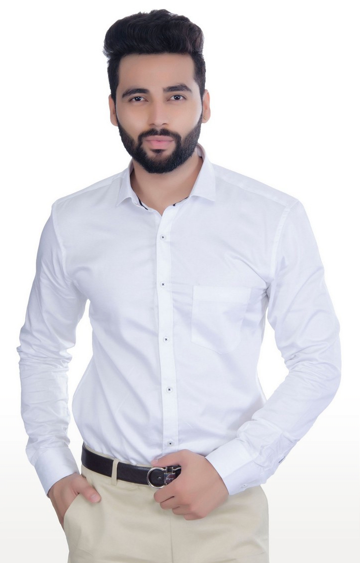 5th Anfold | Men's White Cotton Solid Formal Shirt 0
