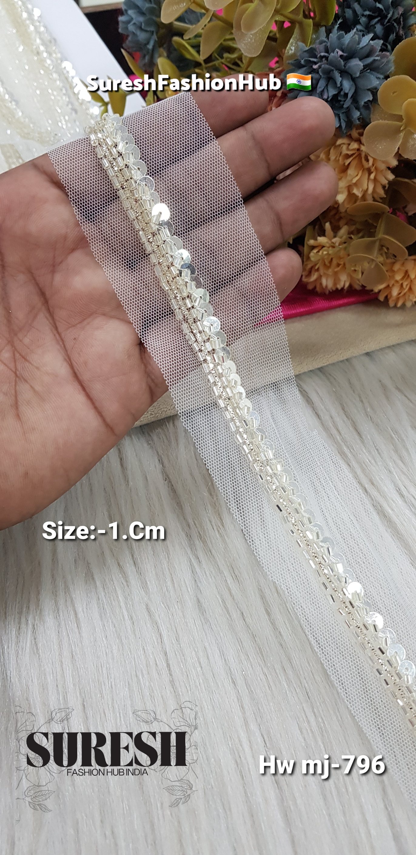 Pearl One-Side Handmade Net Embroidery Lace – MJ-796